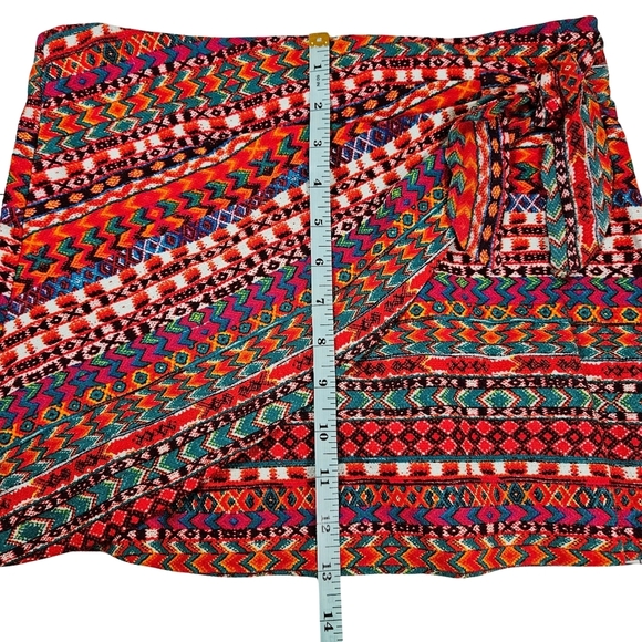 Zara Girls Wrap Front Skirt, 13/14, Red Multi Color - Picture 8 of 8